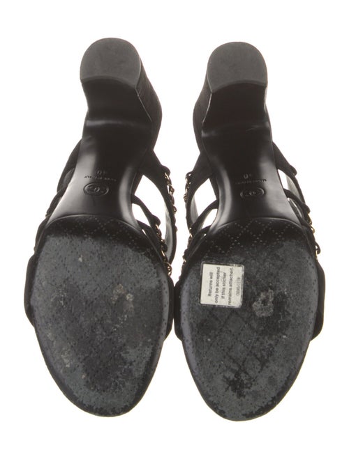 Chanel Interlocking CC Logo Suede Slides