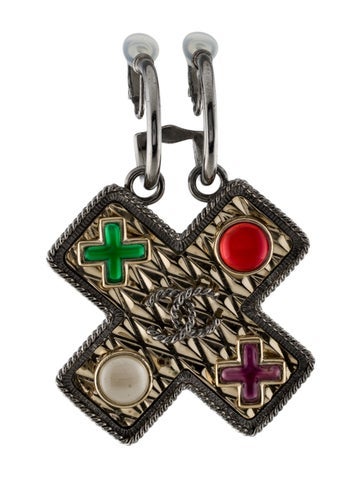 Chanel Clip-On Resin & Enamel CC Single Drop Earring