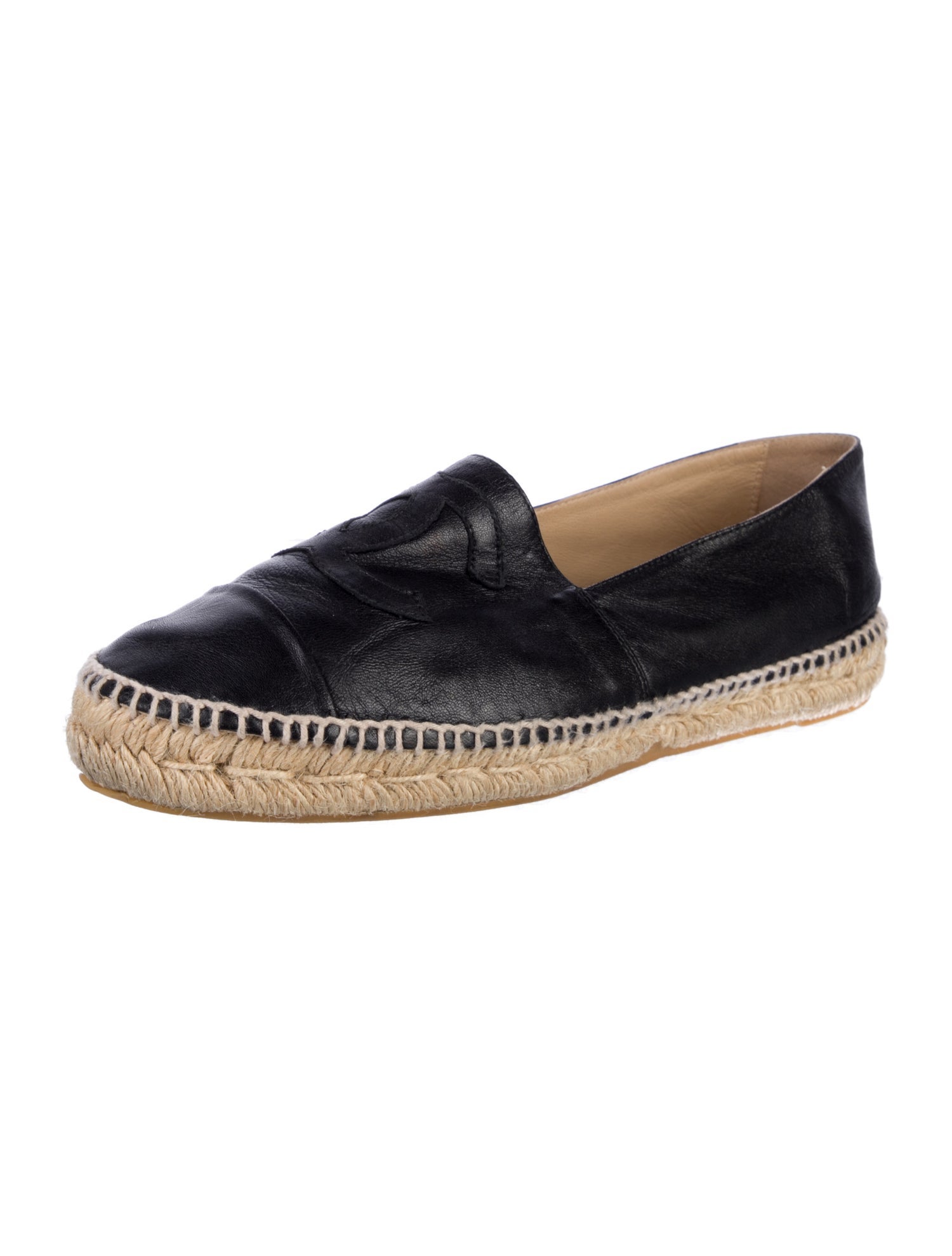 Chanel Interlocking CC Logo Leather Espadrilles