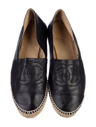 Chanel Interlocking CC Logo Leather Espadrilles