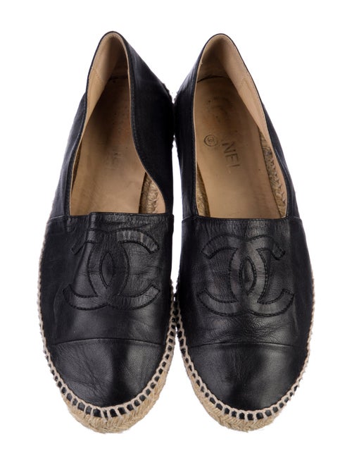 Chanel Interlocking CC Logo Leather Espadrilles