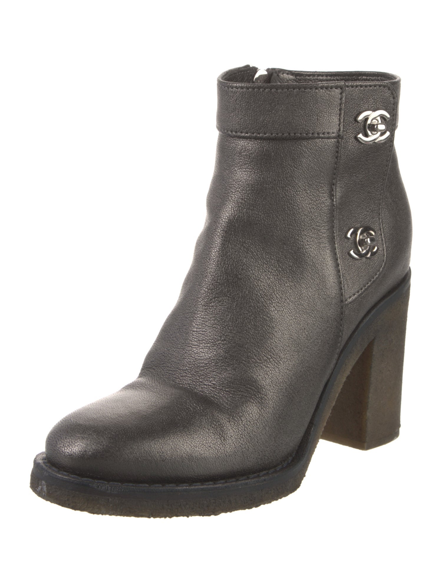 Chanel Interlocking CC Logo Leather Boots