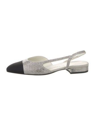 Chanel Interlocking CC Logo Suede Slingback Flats