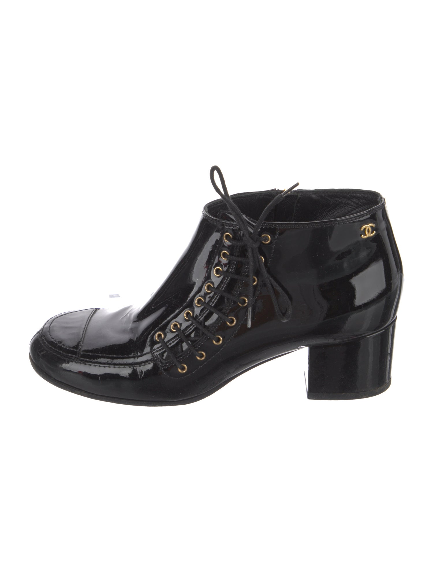 Chanel 2015 Interlocking CC Logo Lace-Up Boots