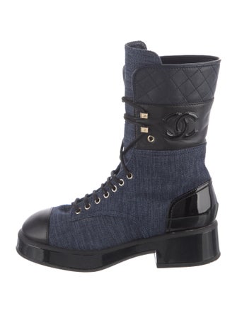 Chanel 2022 Interlocking CC Logo Combat Boots