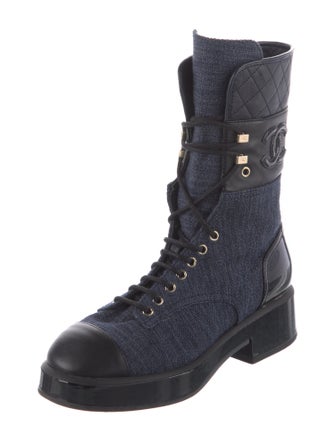 Chanel 2022 Interlocking CC Logo Combat Boots