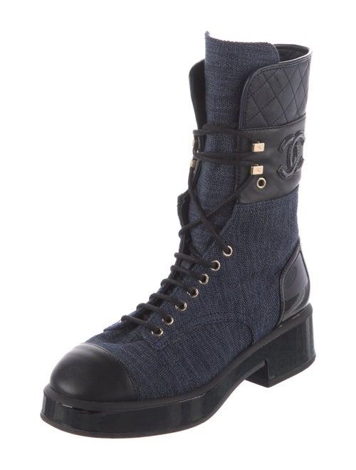 Chanel 2022 Interlocking CC Logo Combat Boots