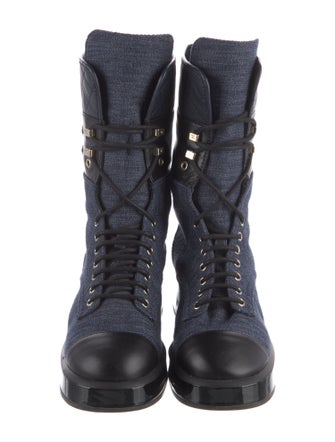 Chanel 2022 Interlocking CC Logo Combat Boots