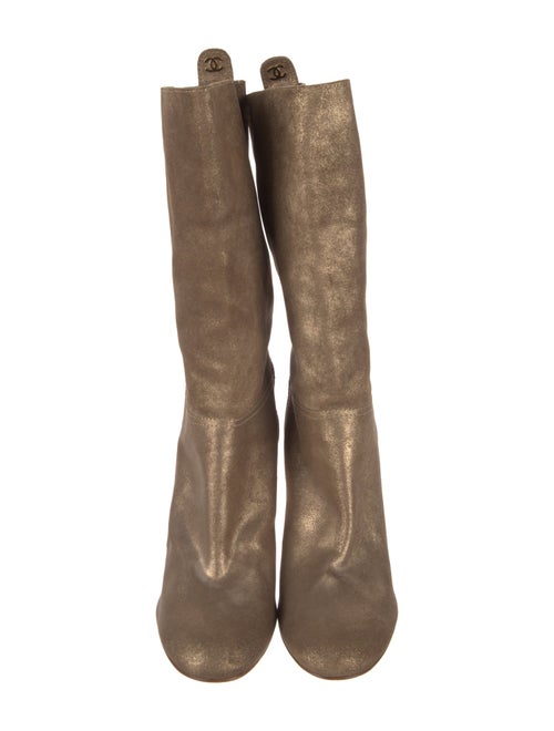 Chanel Interlocking CC Logo Suede Boots