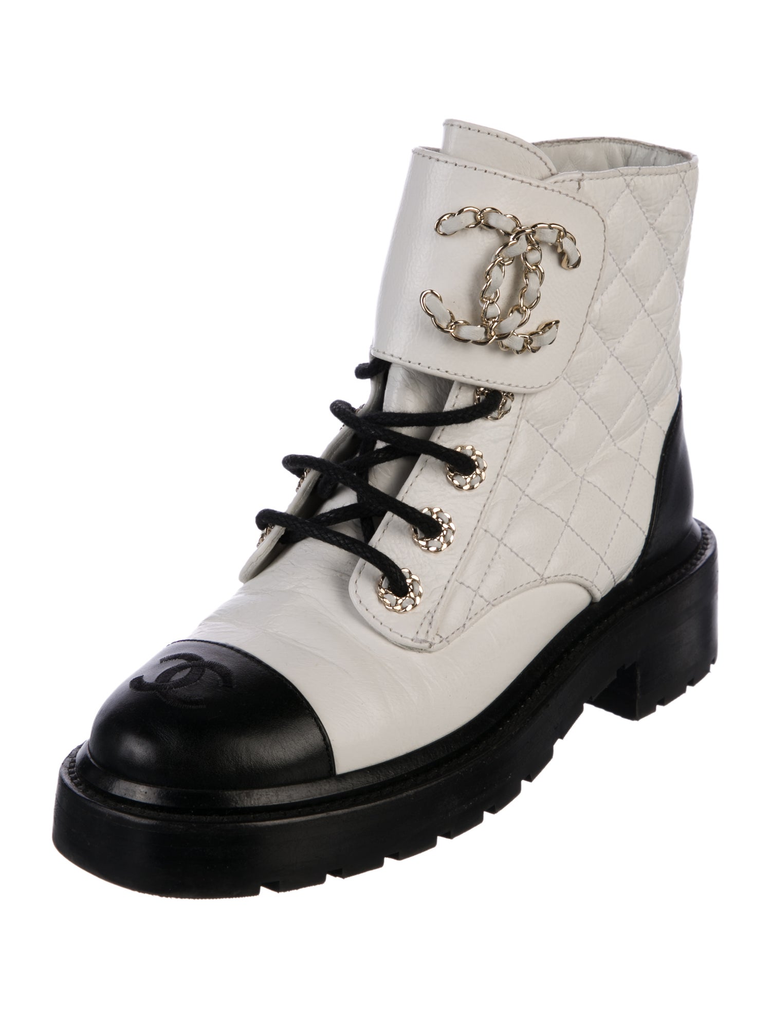 Chanel 2020 Interlocking CC Logo Combat Boots