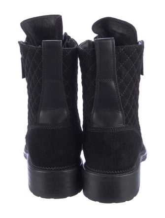 Chanel Interlocking CC Logo Suede Combat Boots