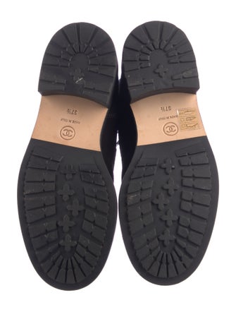 Chanel Interlocking CC Logo Suede Combat Boots