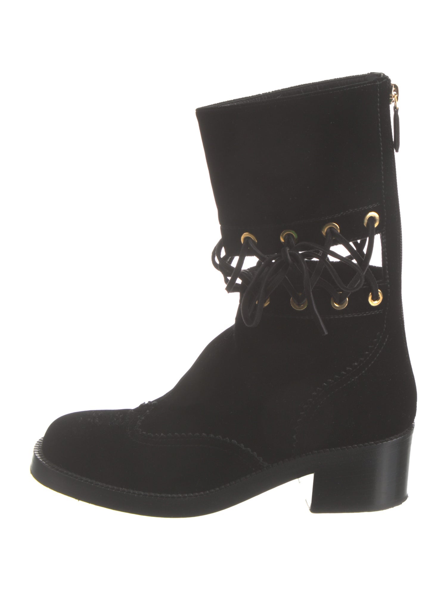 Chanel 2016 Interlocking CC Logo Lace-Up Boots