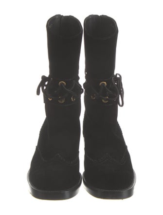 Chanel 2016 Interlocking CC Logo Lace-Up Boots