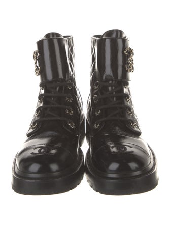 Chanel Interlocking CC Logo Lambskin Combat Boots