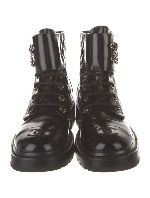 Chanel Interlocking CC Logo Lambskin Combat Boots