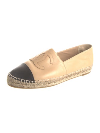 Chanel Interlocking CC Logo Leather Espadrilles