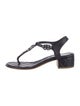 Chanel Interlocking CC Logo Leather T-Strap Sandals