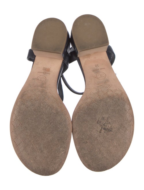 Chanel Interlocking CC Logo Leather T-Strap Sandals