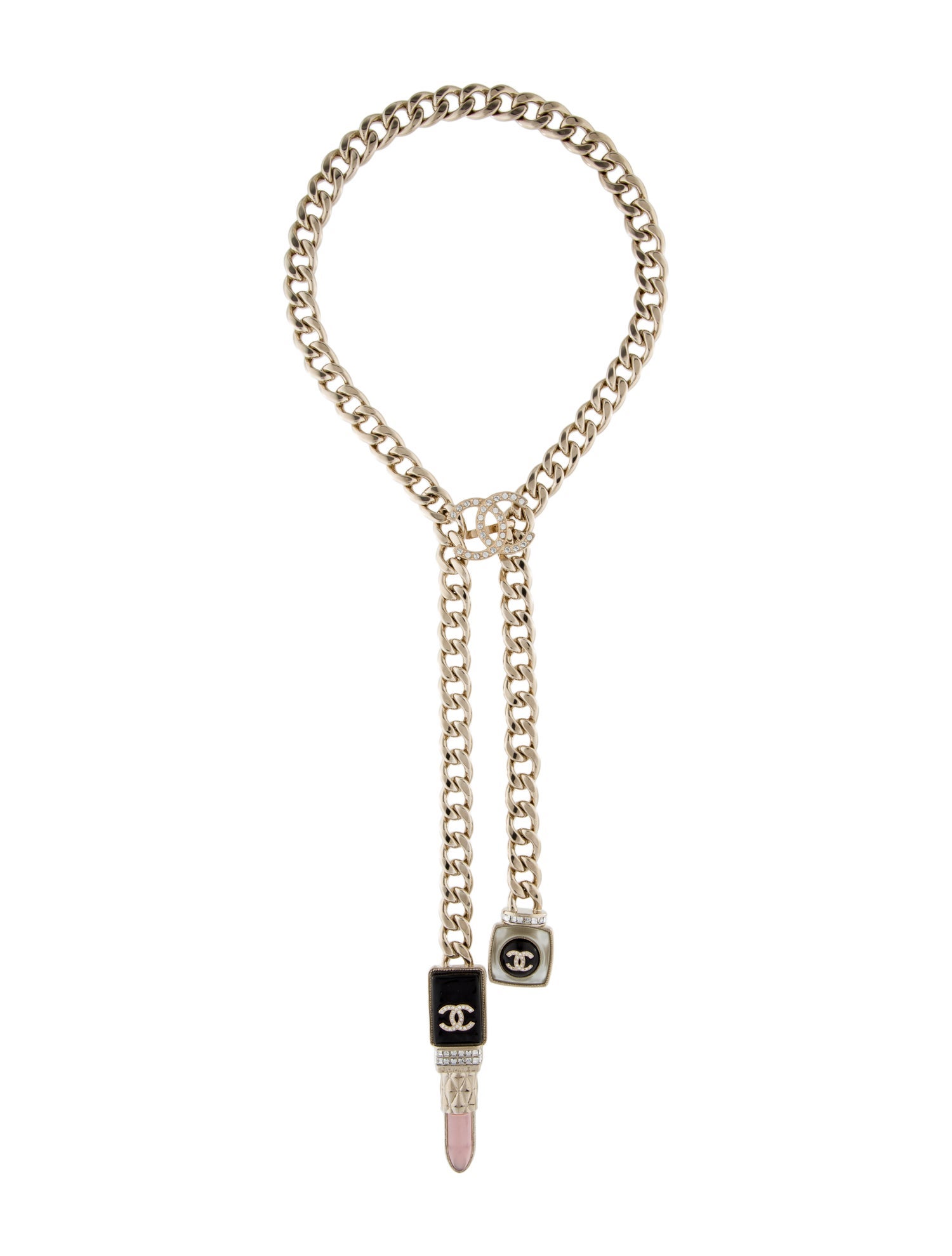 Chanel 2022 Gripoix & Strass CC Lipstick Lavalier Necklace