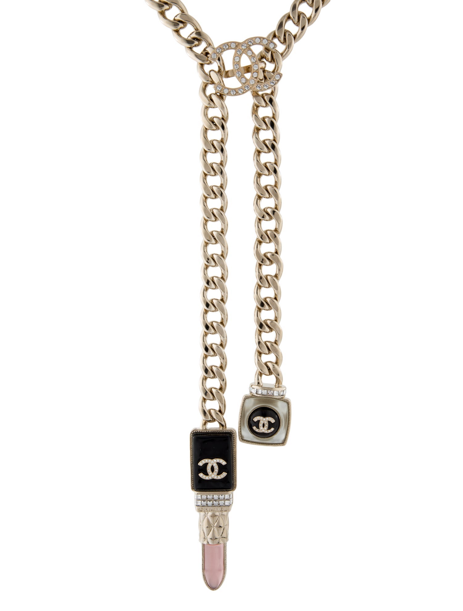 Chanel 2022 Gripoix & Strass CC Lipstick Lavalier Necklace