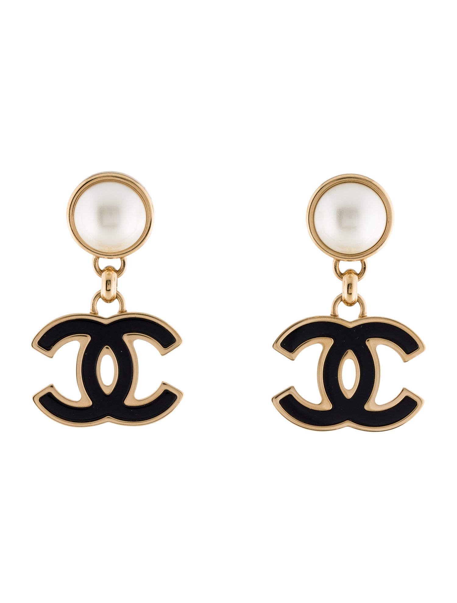 Chanel 2024 Faux Pearl & Resin CC Drop Earrings