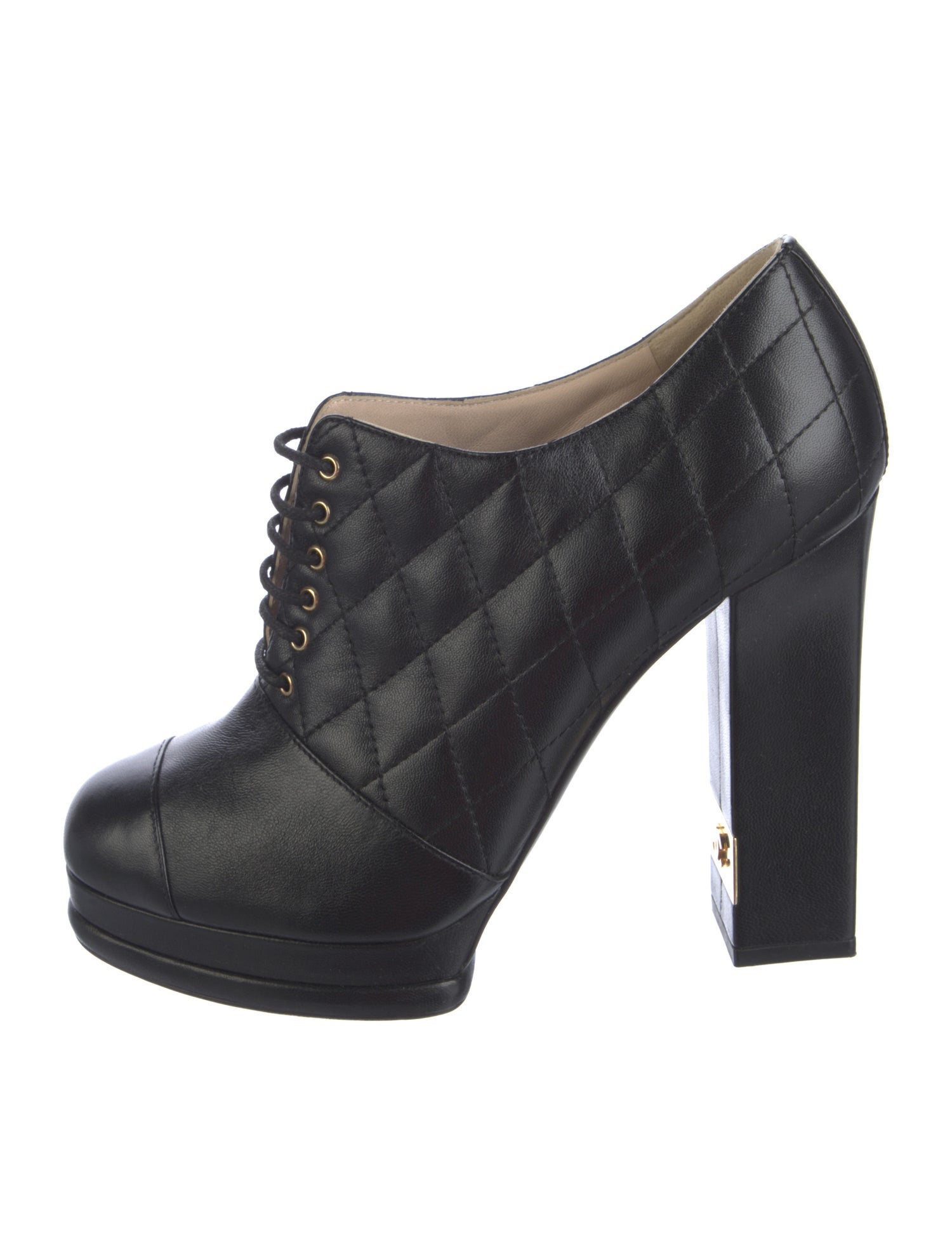 Chanel Interlocking CC Logo Leather Lace-Up Boots