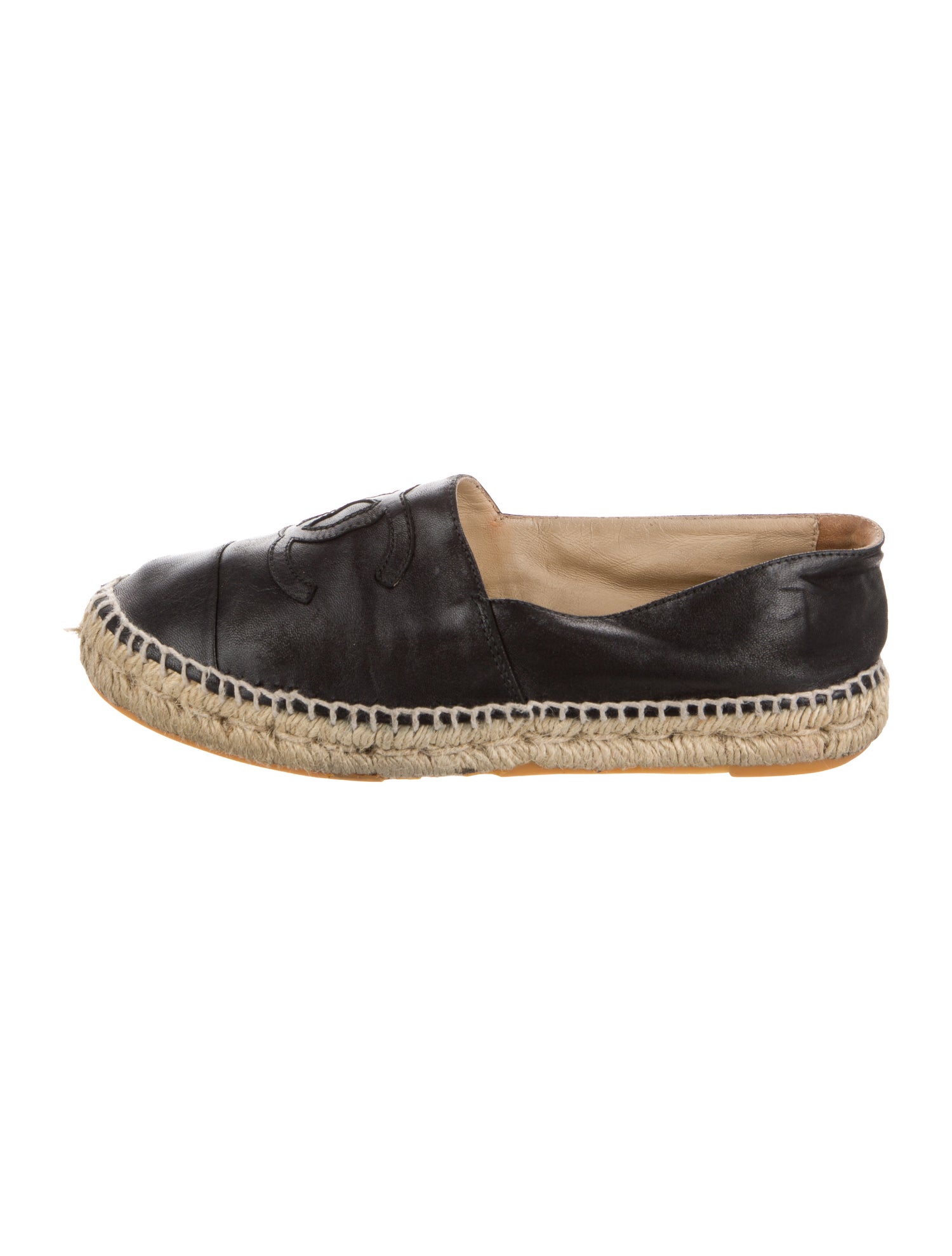 Chanel Interlocking CC Logo Leather Espadrilles