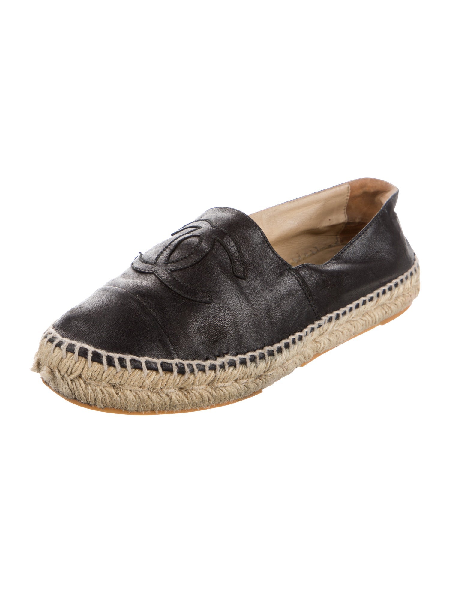 Chanel Interlocking CC Logo Leather Espadrilles