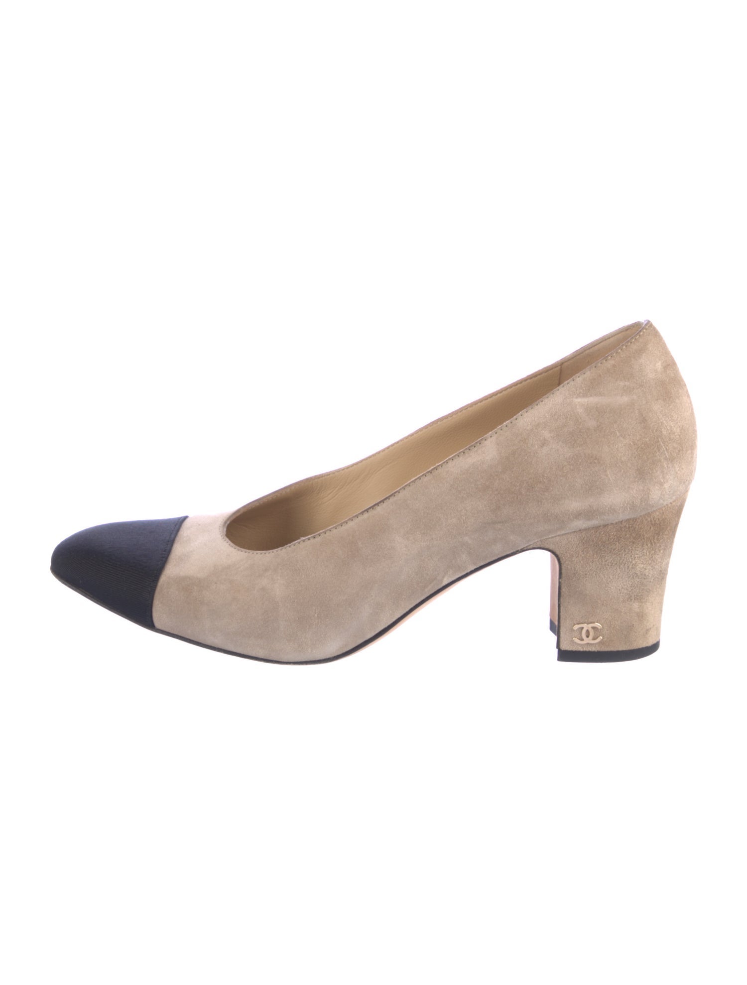 Chanel Interlocking CC Logo Suede Pumps