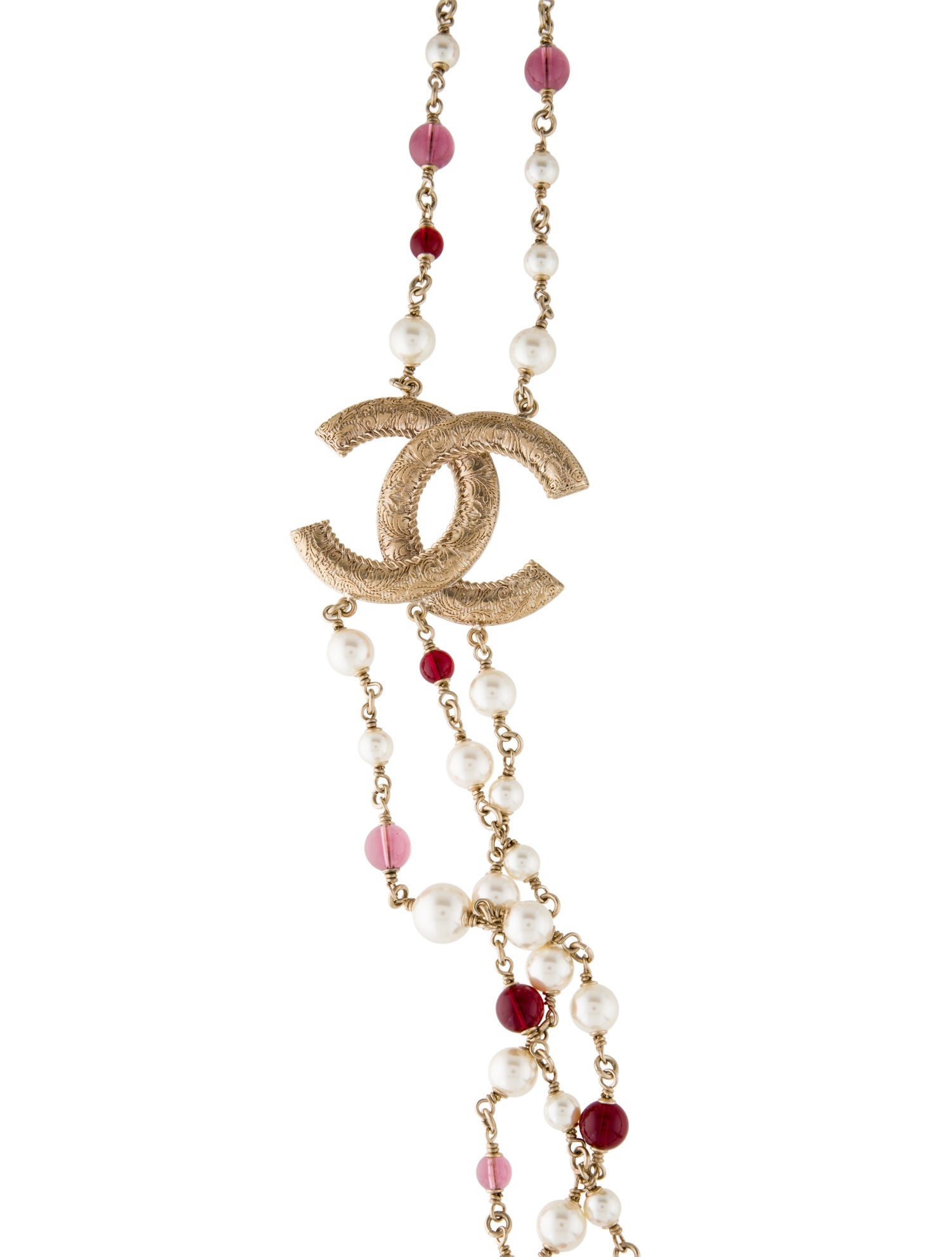 Chanel Faux Pearl & Resin CC Multistrand Necklace