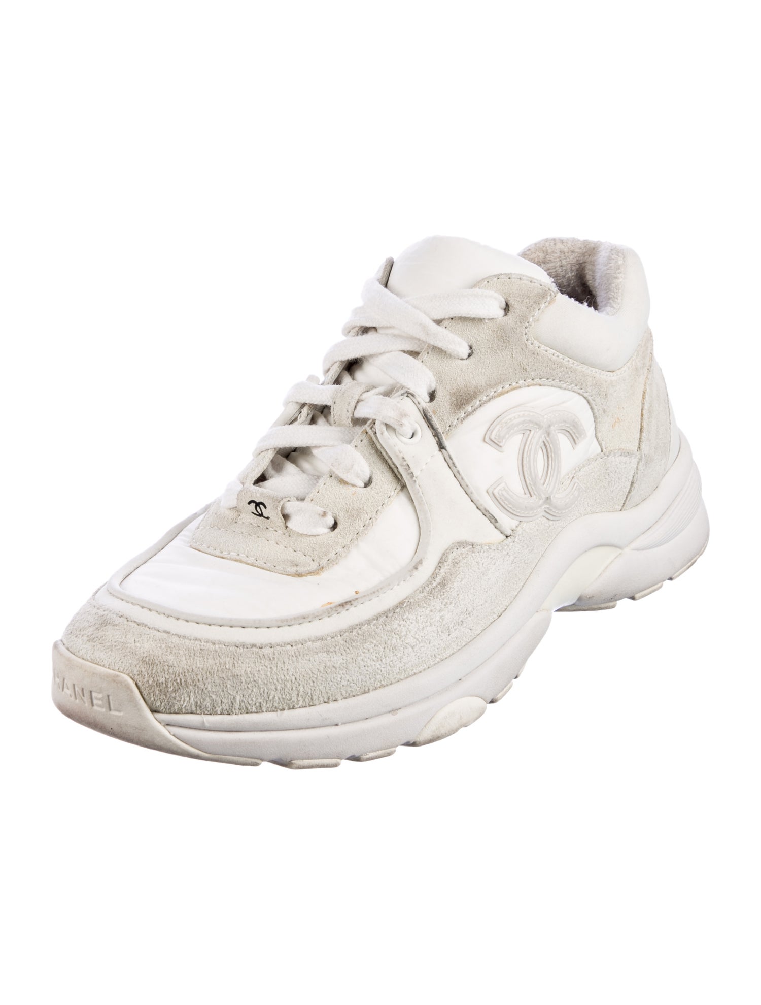 Chanel Interlocking CC Logo Suede Sneakers