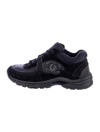 Chanel Interlocking CC Logo Suede Sneakers