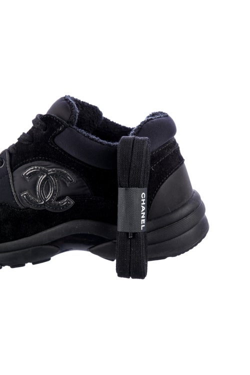 Chanel Interlocking CC Logo Suede Sneakers