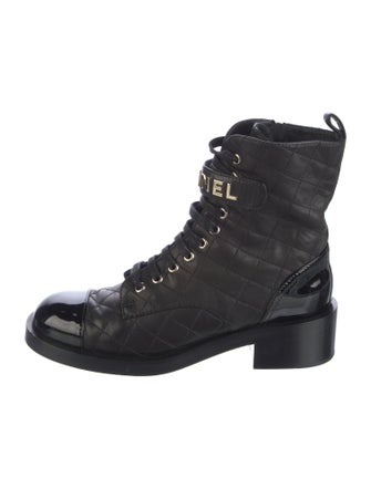 Chanel 2023 Quilted Pattern Combat Boots