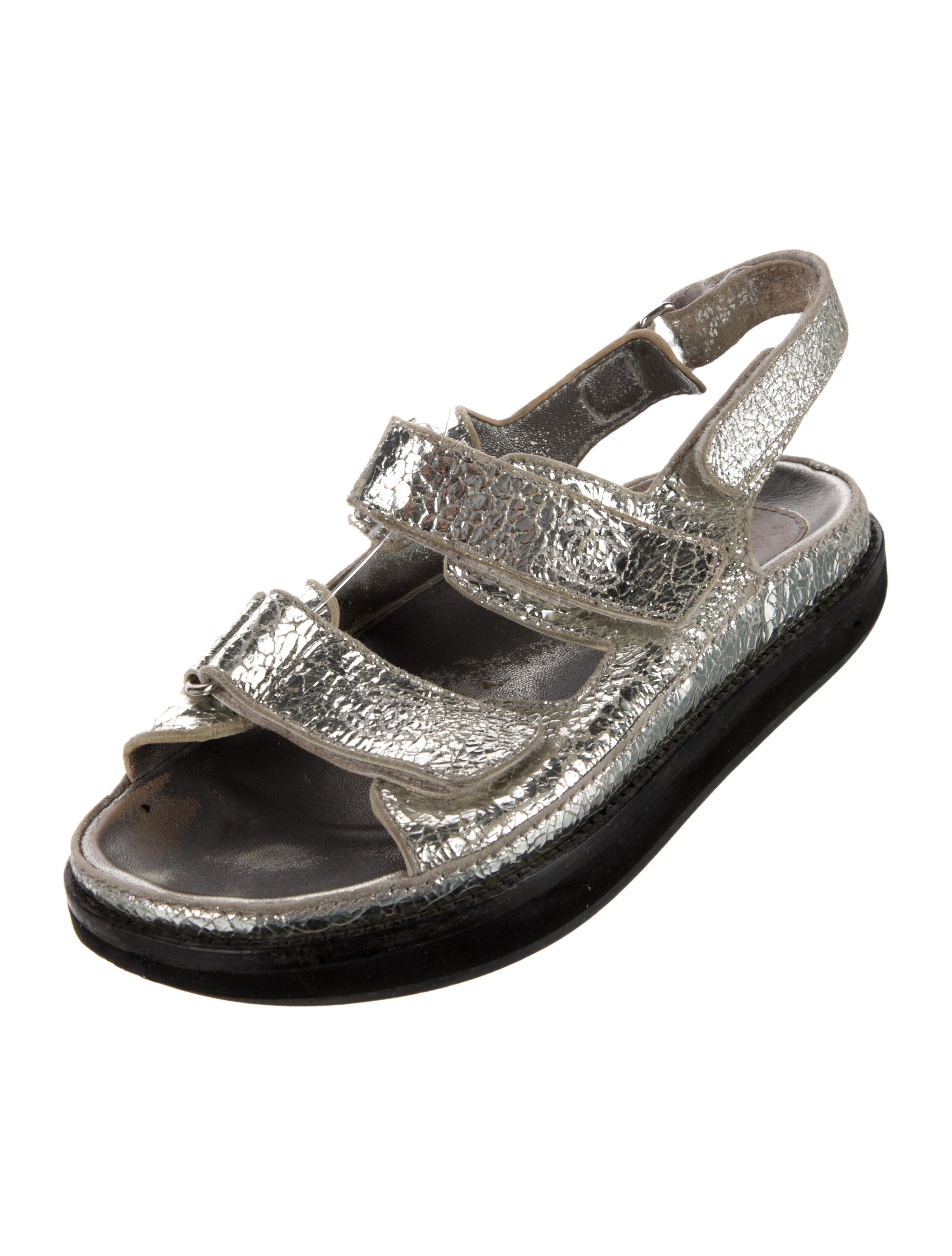 Chanel Interlocking CC Logo Calfskin Slingback Sandals