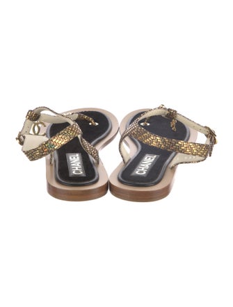 Chanel 2018 Interlocking CC Logo T-Strap Sandals