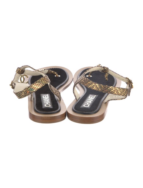 Chanel 2018 Interlocking CC Logo T-Strap Sandals