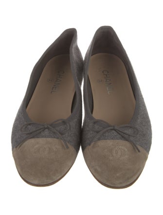 Chanel Interlocking CC Logo Wool Ballet Flats