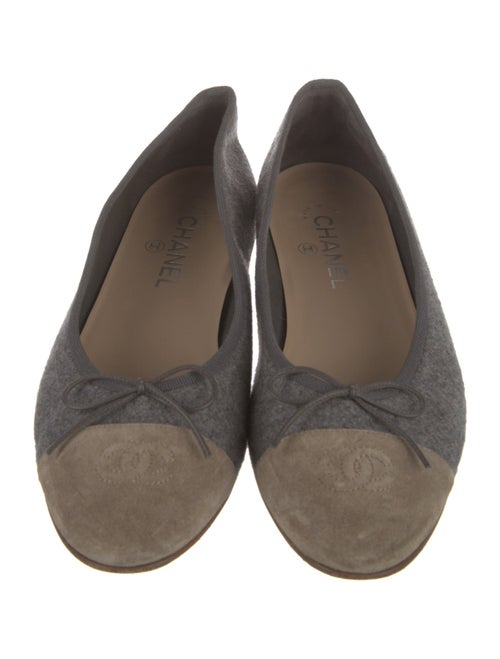 Chanel Interlocking CC Logo Wool Ballet Flats