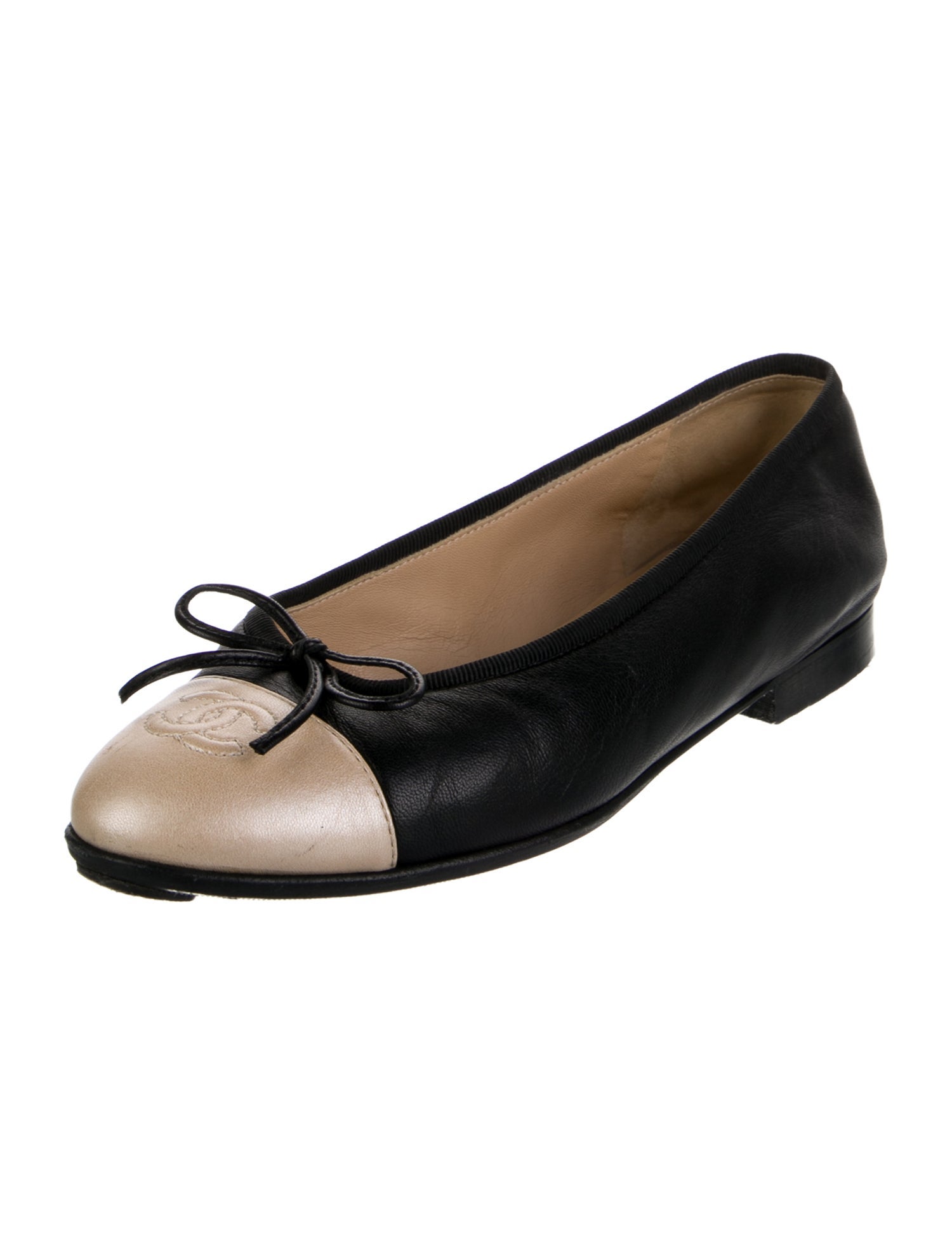 Chanel Interlocking CC Logo Lambskin Ballet Flats