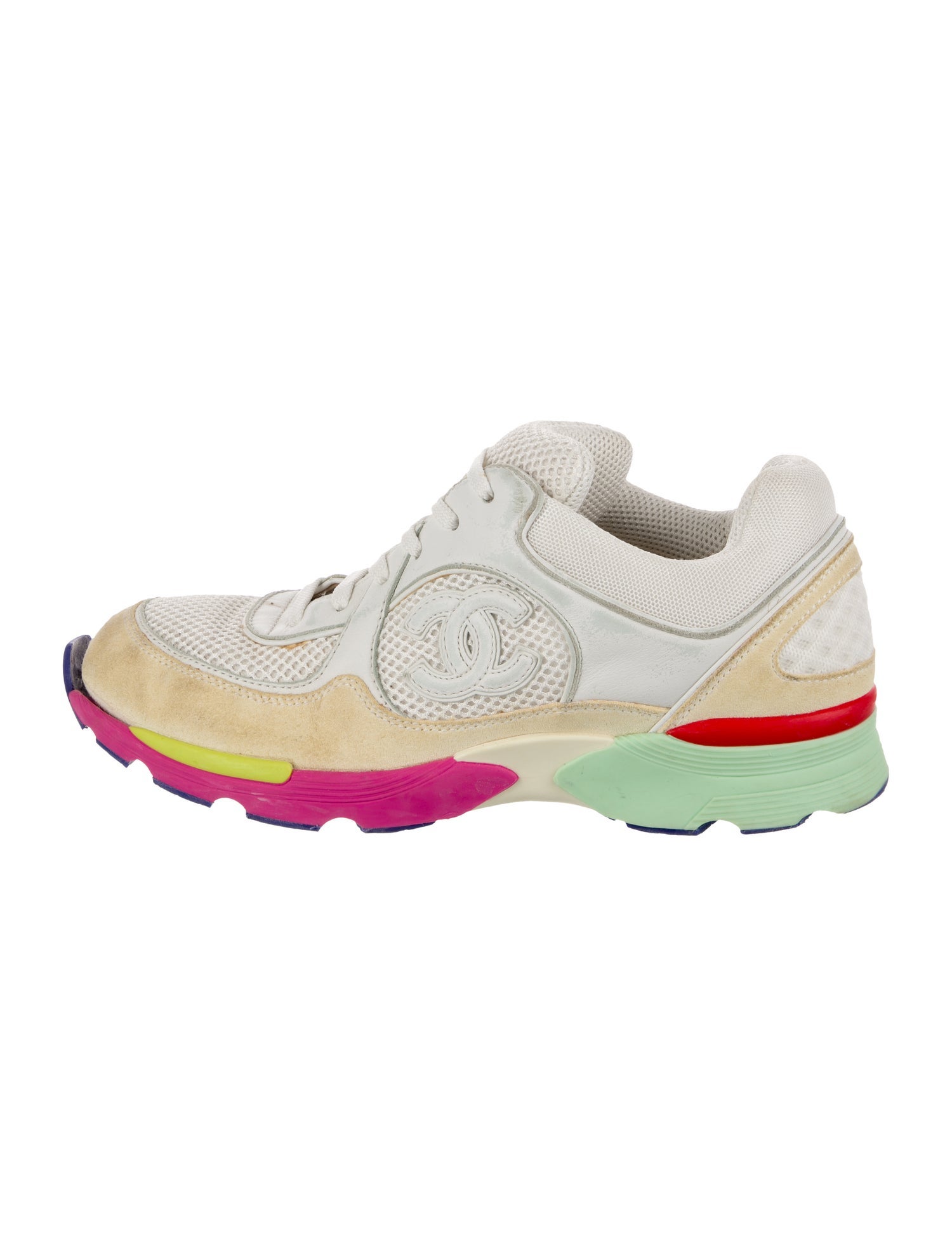 Chanel Interlocking CC Logo Leather Sneakers
