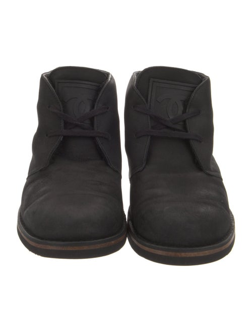 Chanel Interlocking CC Logo Shearling Lace-Up Boots