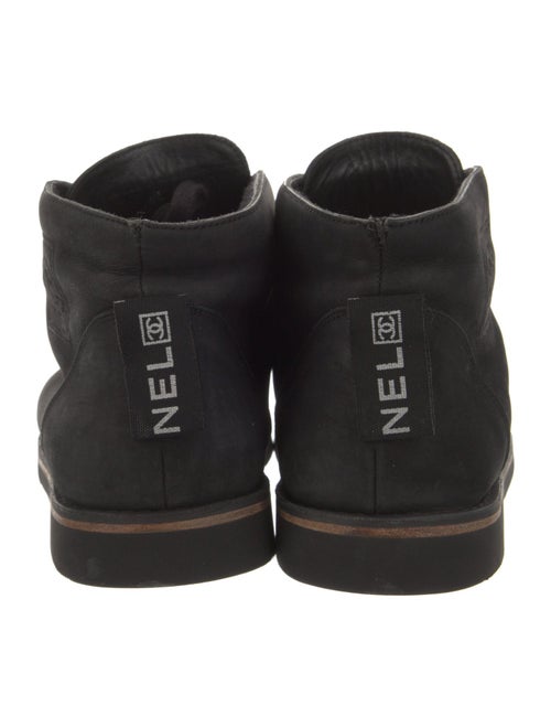 Chanel Interlocking CC Logo Shearling Lace-Up Boots
