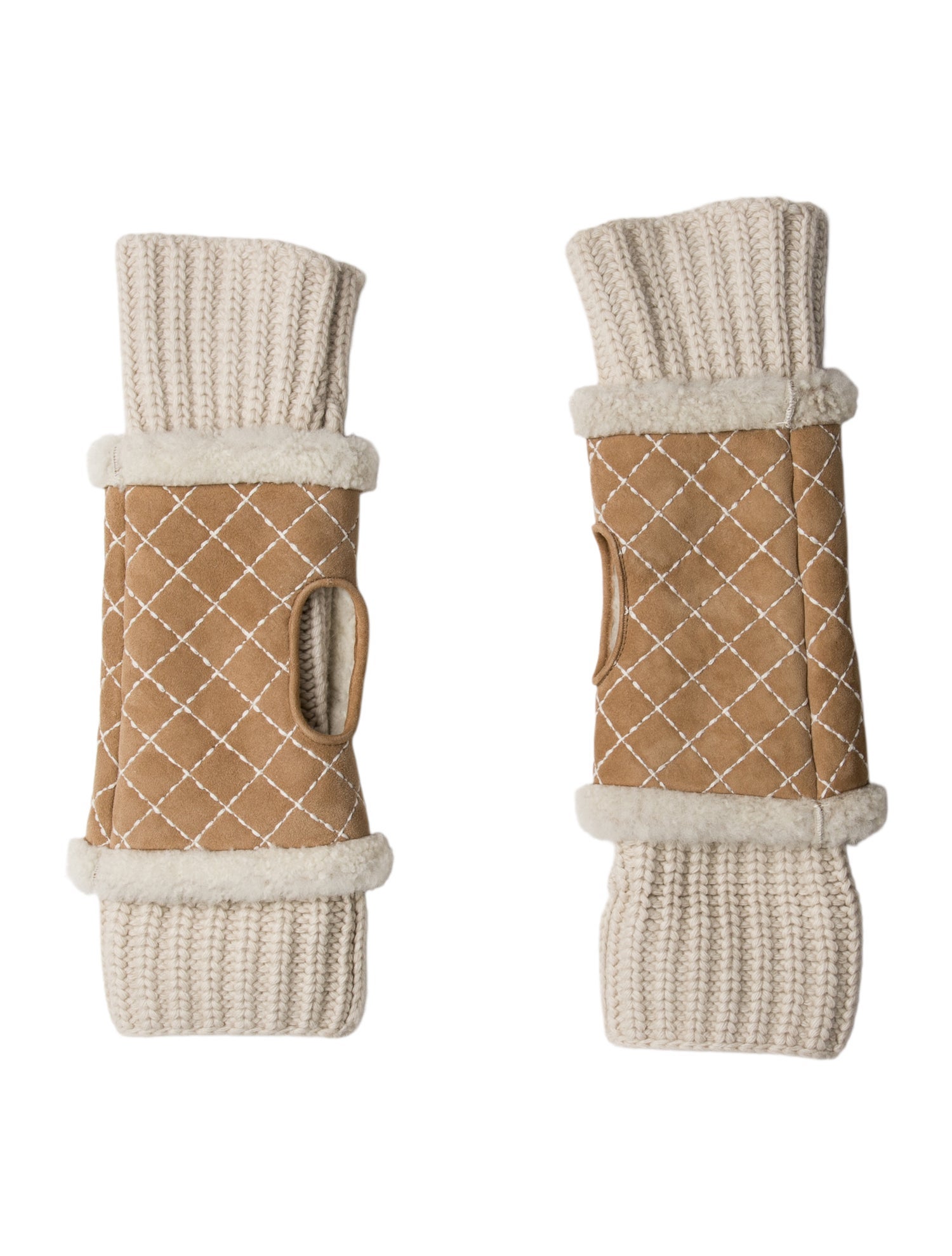 Chanel Shearling & Cashmere Fingerless Gloves