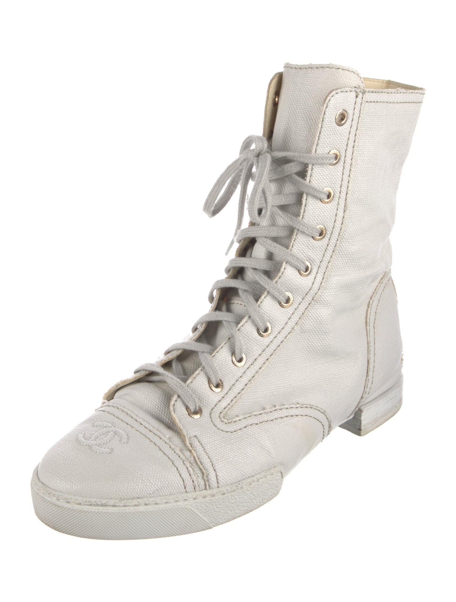 Chanel 2015 Interlocking CC Logo Combat Boots
