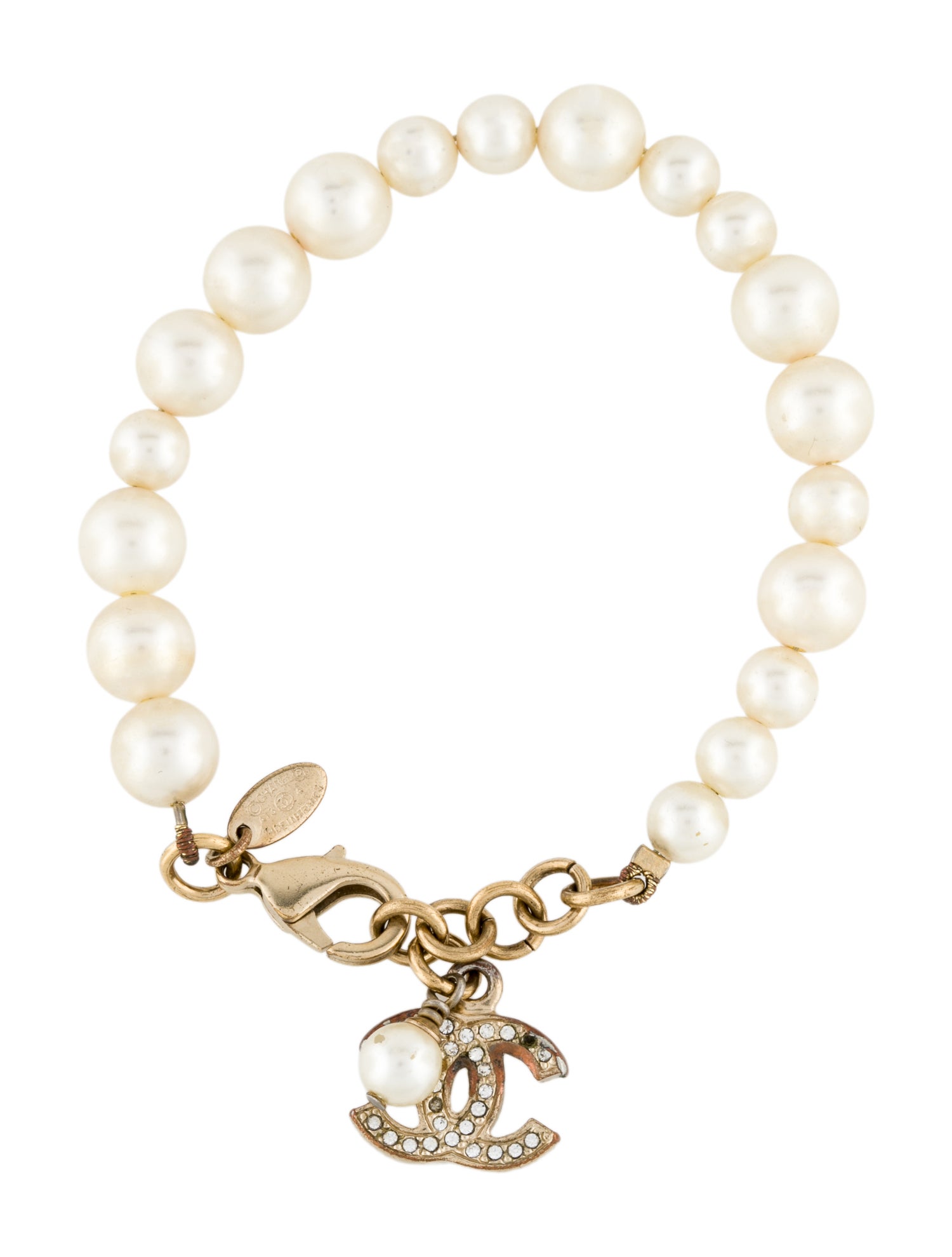 Chanel Faux Pearl & Strass CC Bracelet