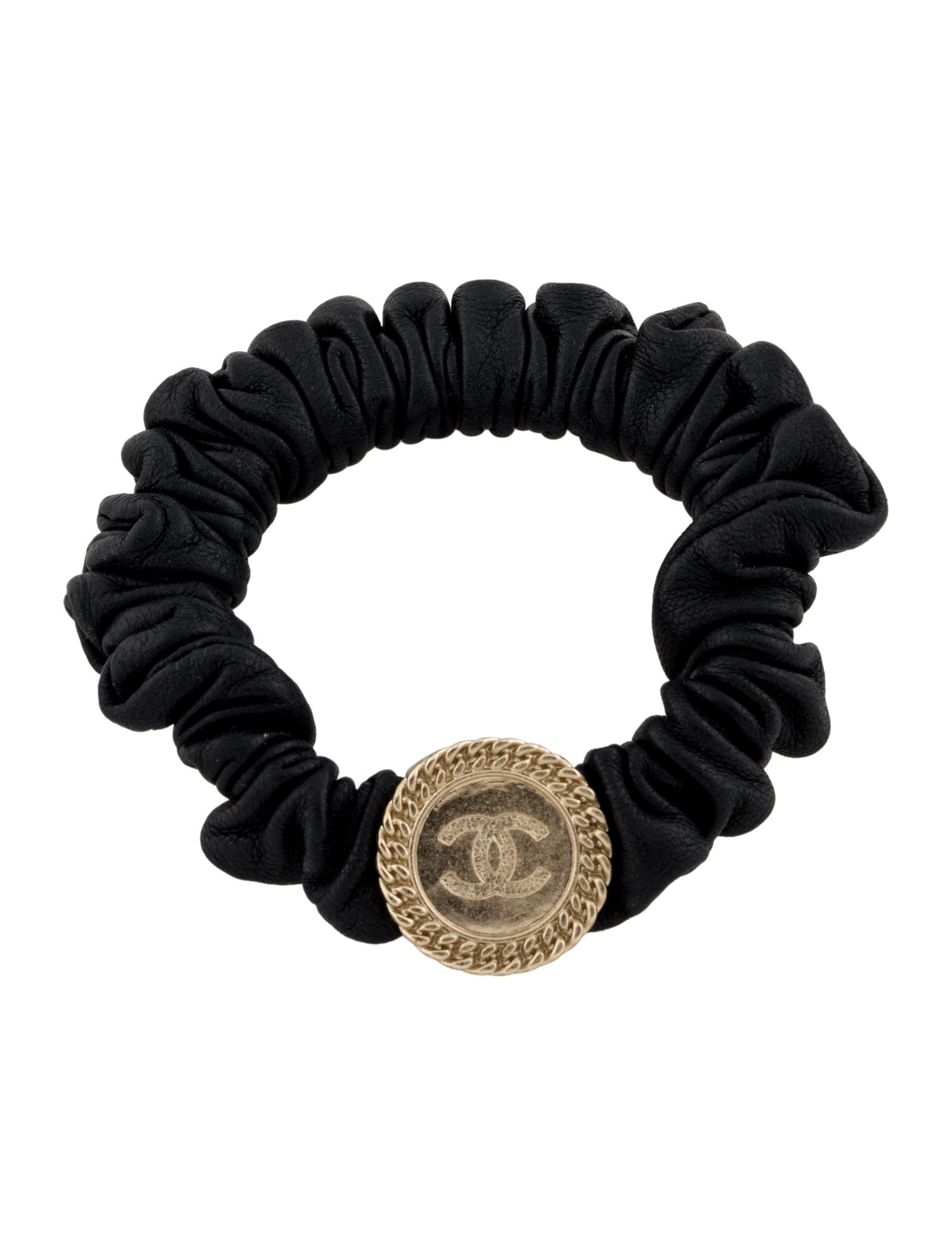 Chanel Leather CC Hair Scrunchie