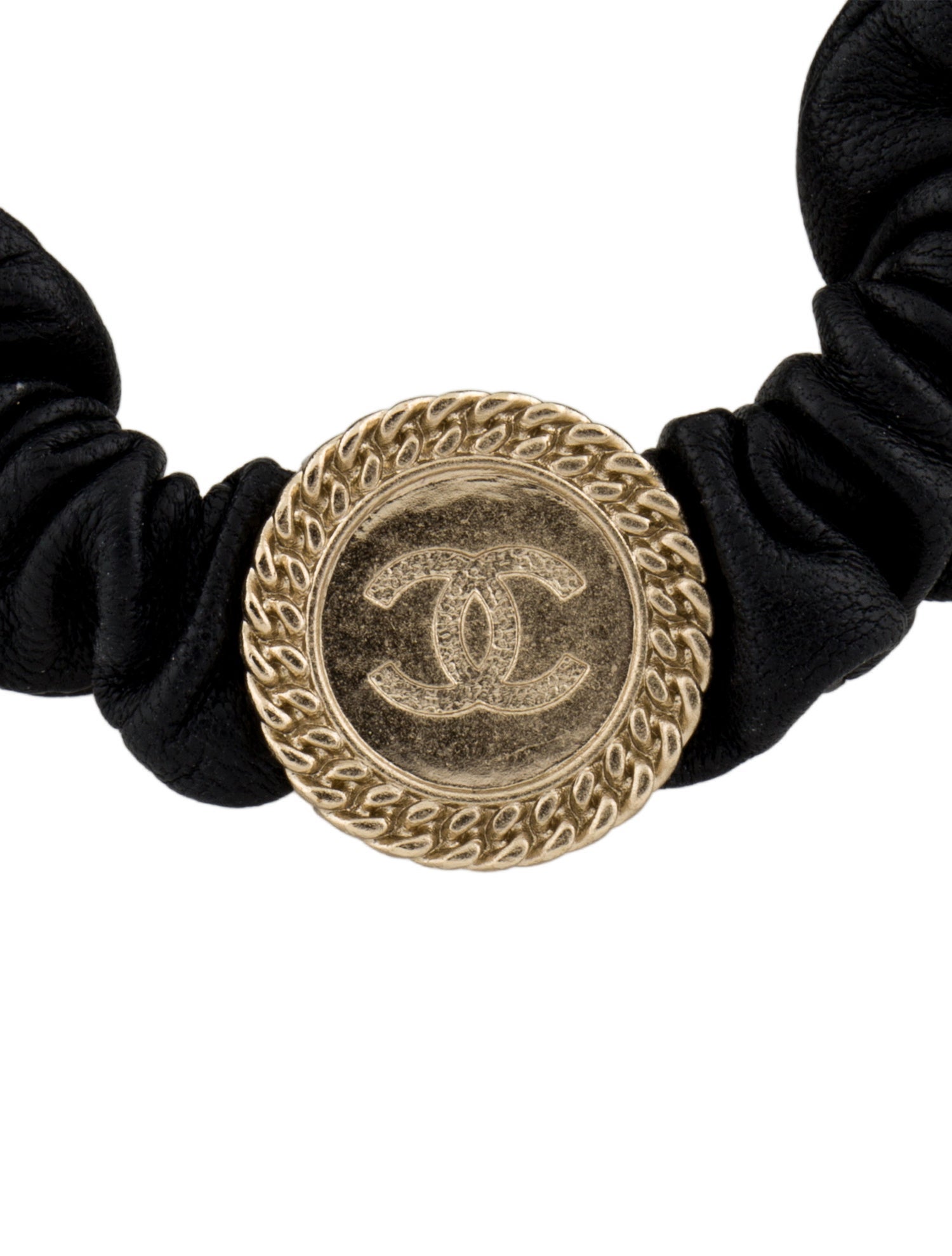 Chanel Leather CC Hair Scrunchie