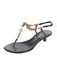 Chanel Interlocking CC Logo Patent Leather T-Strap Sandals